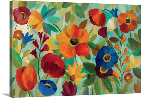 «Summer Floral V» par Aniessa, reproduction d'art, H 12 po x l 18 po x P 1,5 po, Toile