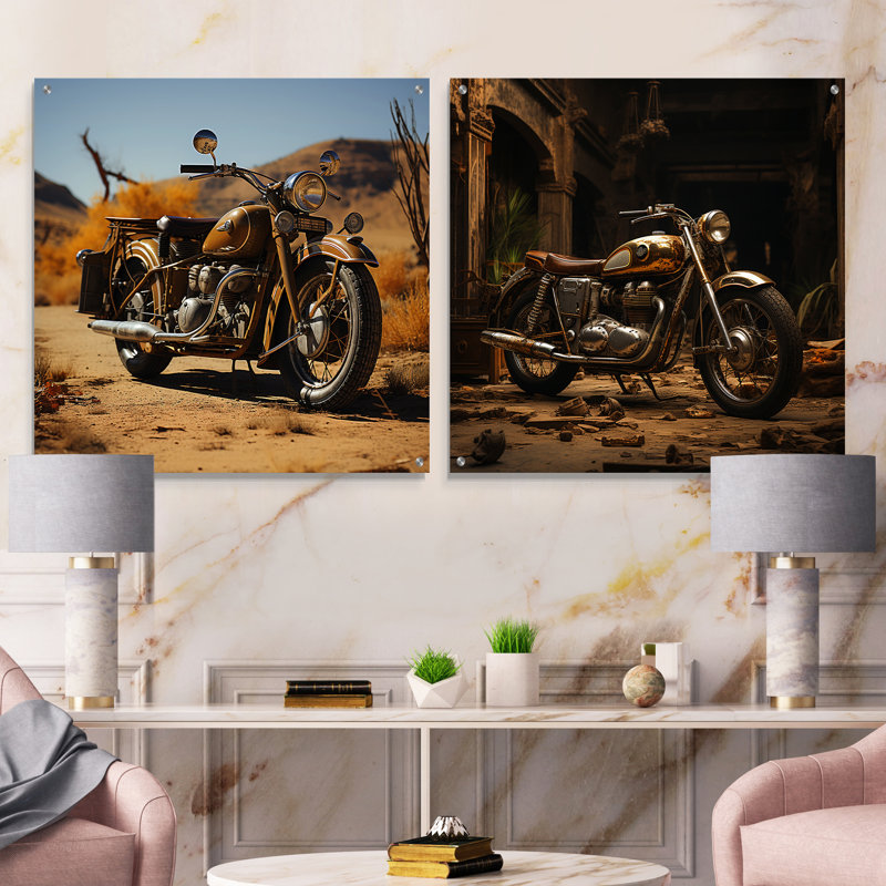 Dessert vélo vintage - ensemble de 2 verres en acrylique, H 16 po x l 33 po
