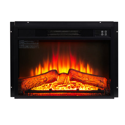 Foyer électrique encastrable 23 po 1400 W 120 V avec télécommande, fonction tactile, flammes réalistes, modes de flammes multiples, idéal pour un espace de 400 pieds carrés, verre trempé noir et plastique 23