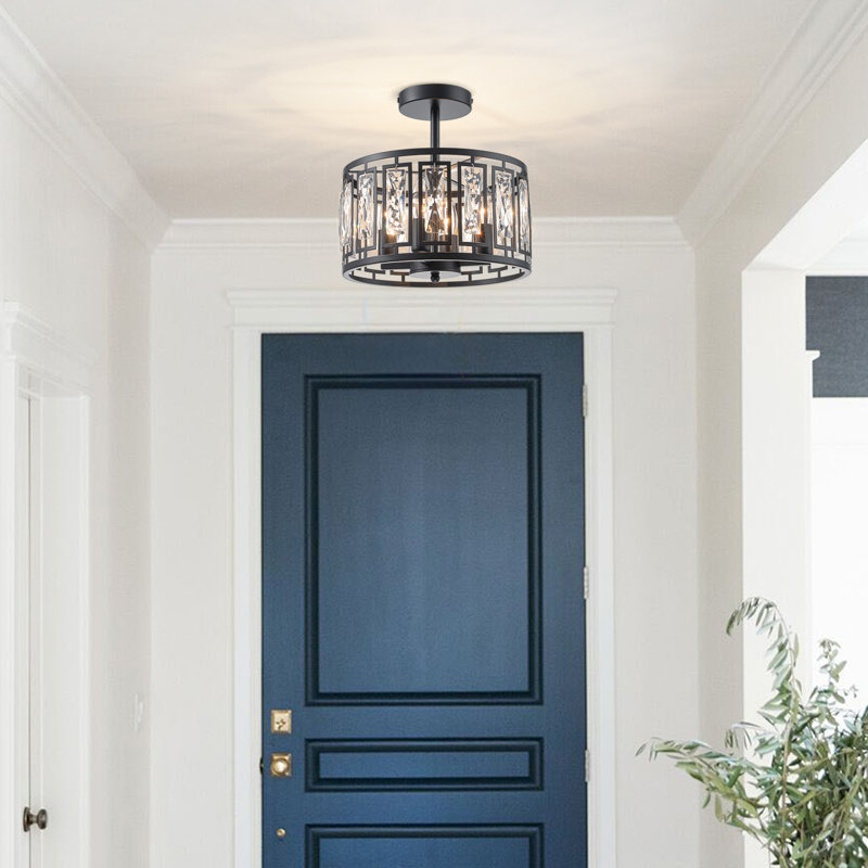 4-light Crystal Semi Flush Mount
