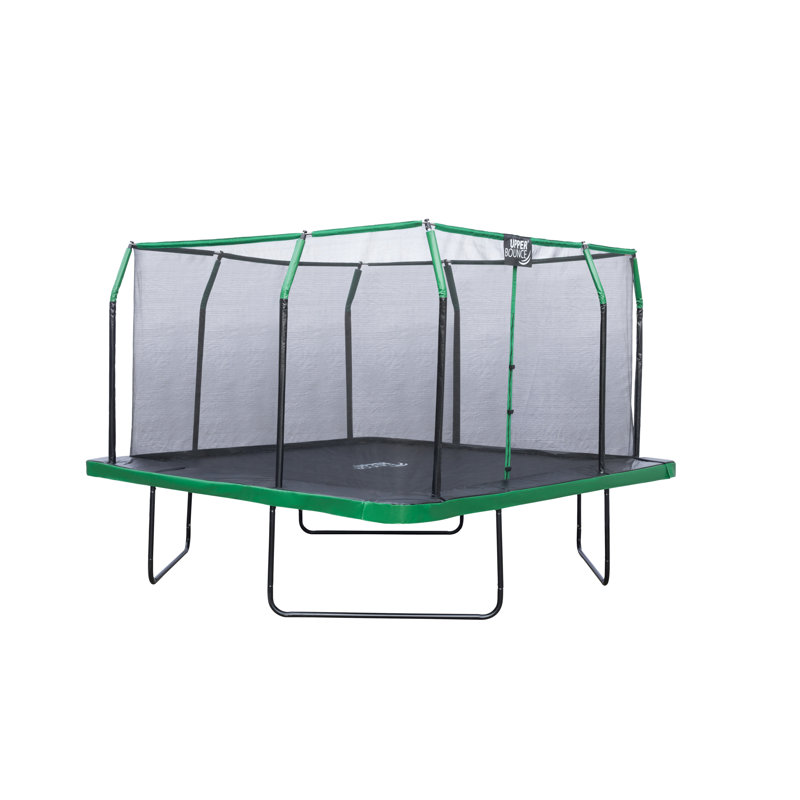 Machrus Upper Bounce 12 x 12 FT Square Trampoline Set with Premium Top-Ring Enclosure and Safety Pad, Black/Green