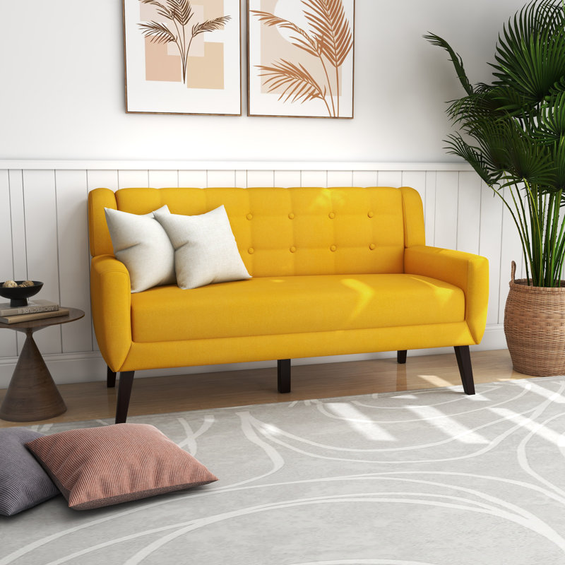 Jaqueze 159.9Cm Square Arms Sofa, Yellow