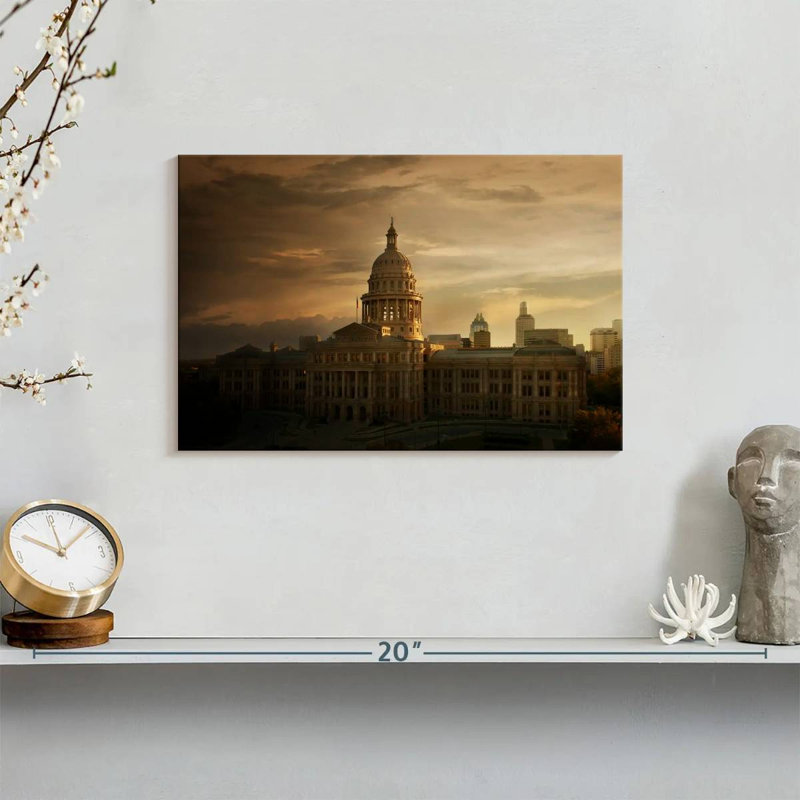 Coucher de soleil au Texas State Capitol, H 8 po x l 12 po