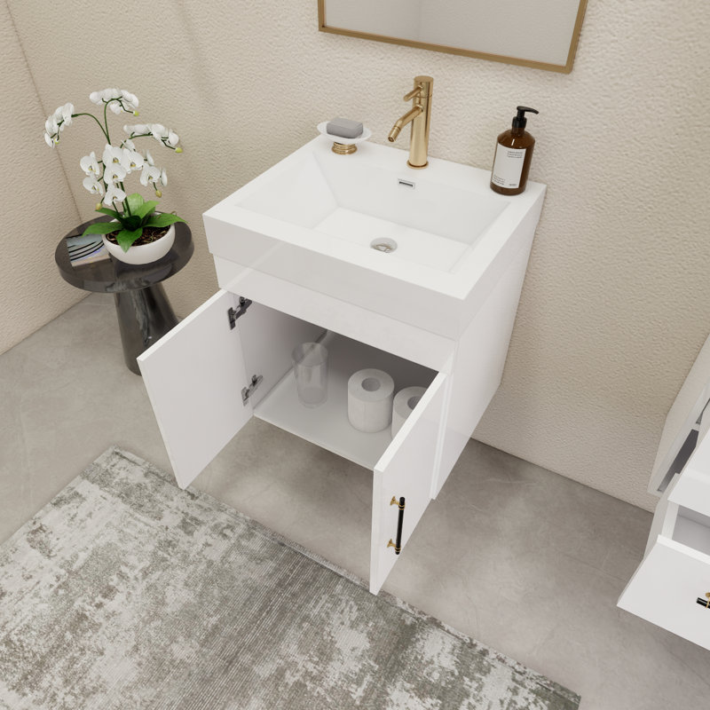 Ensemble de meuble-lavabo simple 29,5 po, Blanc lustré