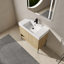 Ensemble de meuble-lavabo 36 po avec lavabo simple en résine, ensemble d'armoires de rangement modernes 2 portes, bois massif multicouche