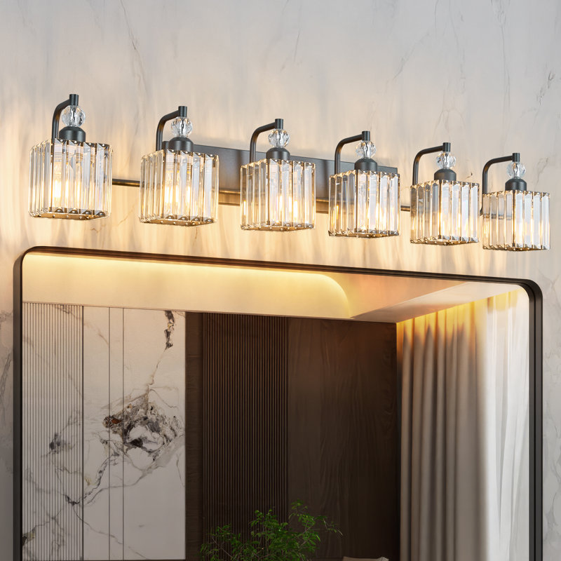Éclairage pour meuble-lavabo à intensité variable Adoniram, Noir, Six lumières