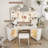 Modern Corner Vanity Set with Lighted Mirror and Outlets, Fluted Makeup Vanity Desk with Large Storage Cabinets-698681384