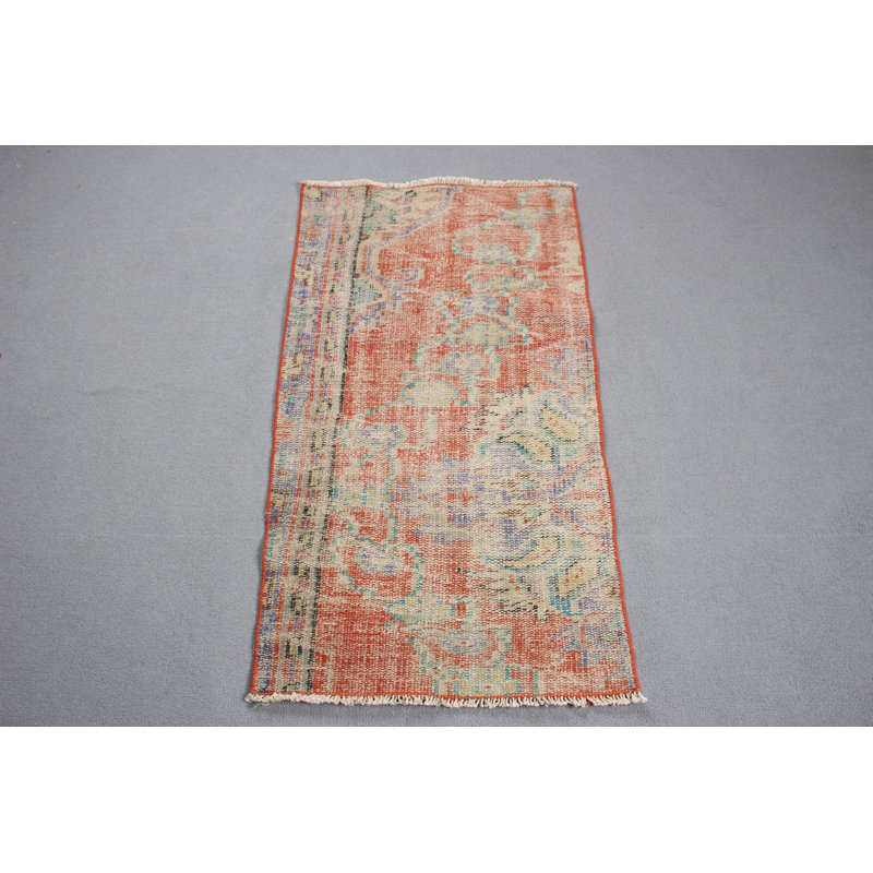 Petit tapis rouge turc tissé à la main, idéal pour les tapis de porte et les planchers décoratifs