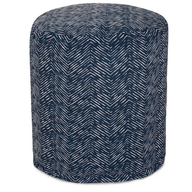 Petit repose-pieds d'extérieur avec coussin Glassell, Chevron marine