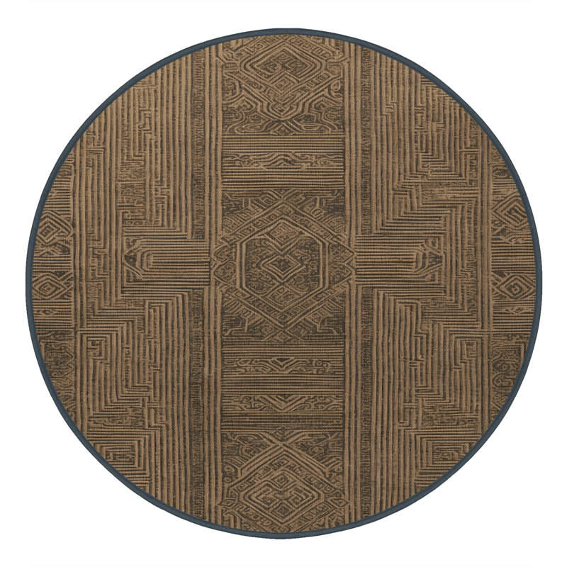 Machine Washable Art Deco Brown Area Rug, Runner 2' x 5'