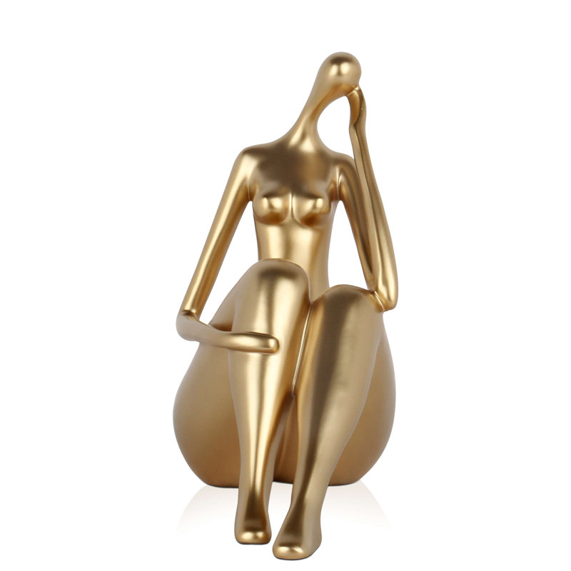 People Statue, Gold, 26.5cm H x 27cm W x 13cm D