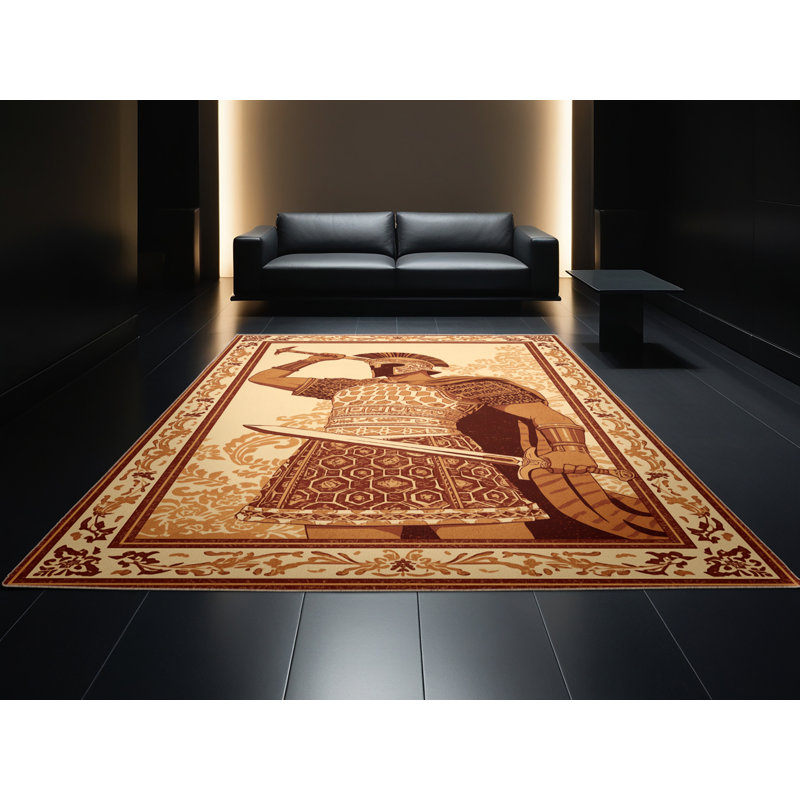 Tapis oriental traditionnel brun / beige lavable à la machine Glendale, 3 x 5