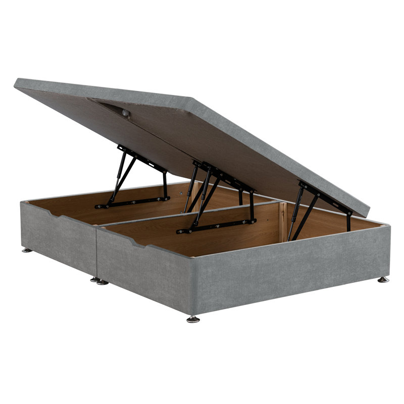 Kalsum Divan Bed Base, Casino SIlver, Side Open Ottoman Base, Small Double (4')