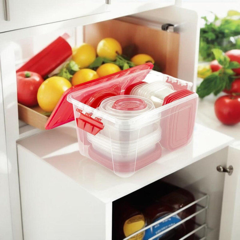 Red 27 Container Food Storage Set with Lid