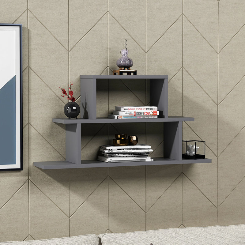 Concetto 3 Tiered Floating Wall Shelf, Anthracite