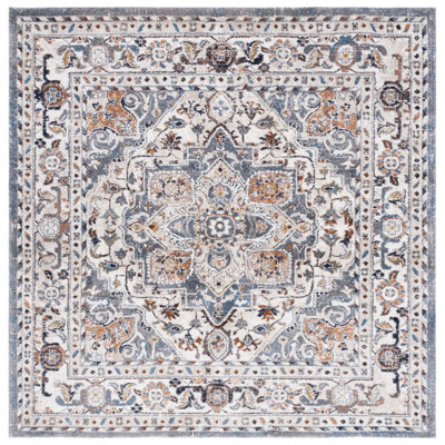 Gumm Oriental Machine-Woven Polypropylene Area Rug in Light Blue/White