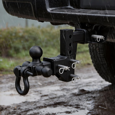 Trailer Hitch Tri Ball Mount with D Shackle, Fit 2 Inch Receiver, 1-7/8 Inch, 2 Inch and 2-5/16 Inch Balls, 10000 lbs GTW, 6 Inch Drop, Towing Hitch for RVs, Off-Road Vehicles and Trucks