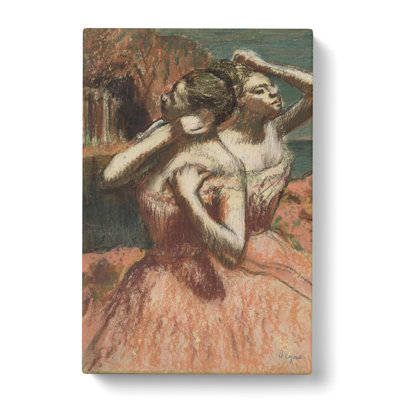 Two Ballet Ballerina Dancers In Pink by Edgar Degas - Wrapped Canvas Painting