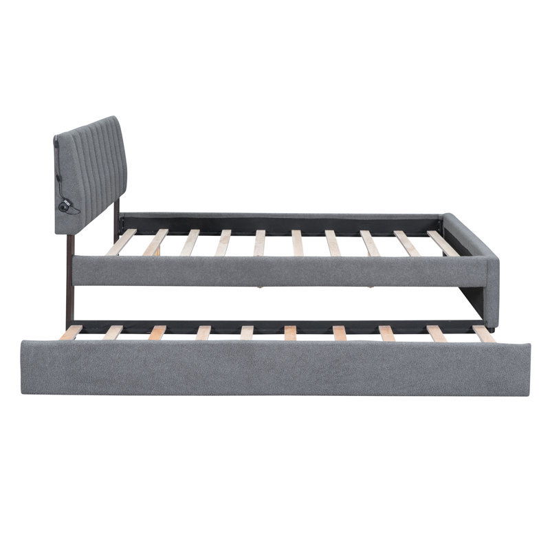 Lit plateforme tapissier Hilleary, Grey, Queen