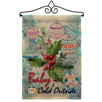 Wonderland à 2 côtés en toile jute 19 x 13 po "baby is the cold winter drapeau de jardin