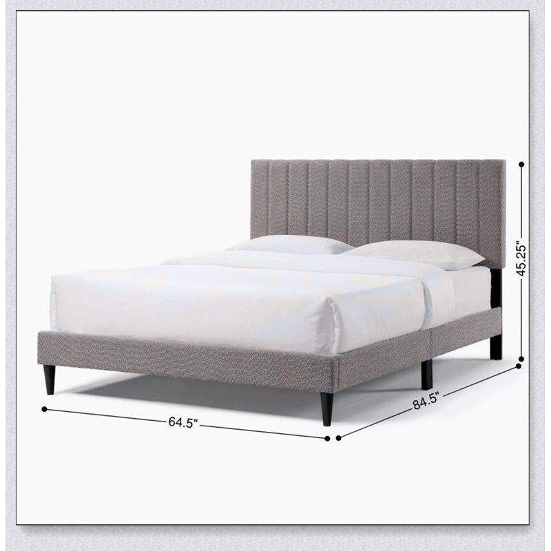Tufted Upholstered Platform Bed, Gray