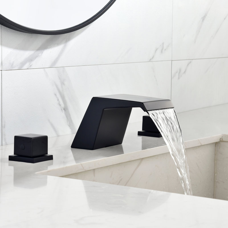 Widespread 2-handle Bathroom Faucet with Drain Assembly, Black