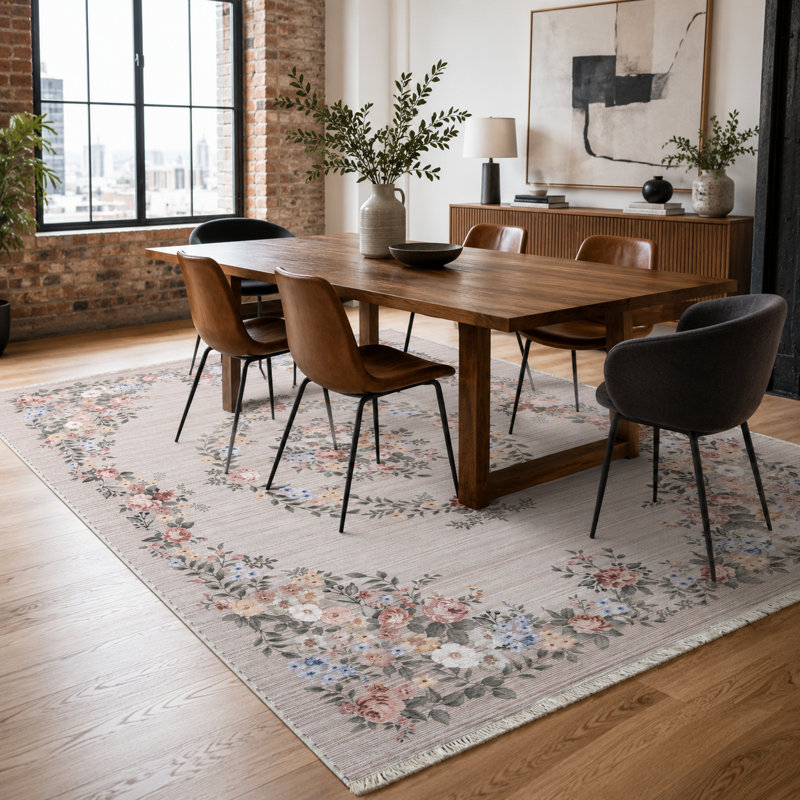 Vintage Look Cotton and Chenille Flatweave Area Rug, 100 x 300 cm