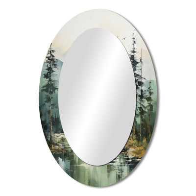 Bold Landscape Canada Emerald Wilderness I - Landscapes Oval Decorative Mirror On Metal