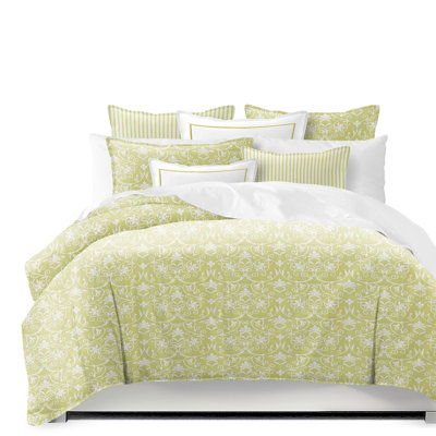 Yellow Rayon 3 Piece Ribbon Embroidery Comforter Set