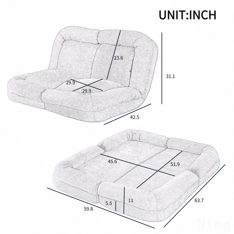 Canapé-lit convertible simple pliable, gris, à droite, la partie droite du produit complet., Tissu gris