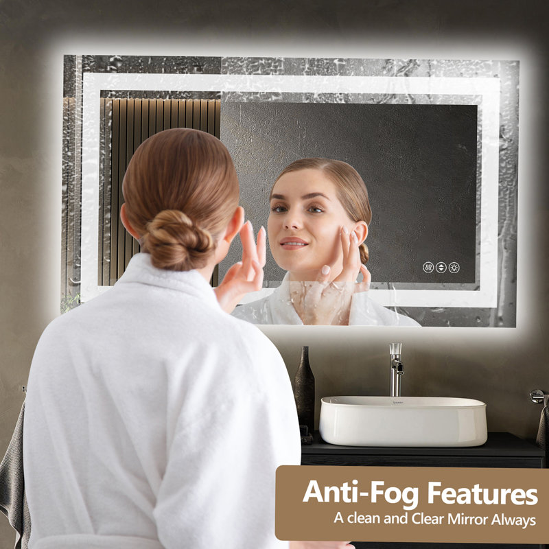 Miroir de salle de bain 84 po x 40 po à DEL sans cadre, miroir intelligent