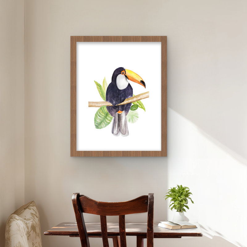 Impression touffetée encadrée Toucan | Décoration de salon, Brun, H 20 po x l 16 po
