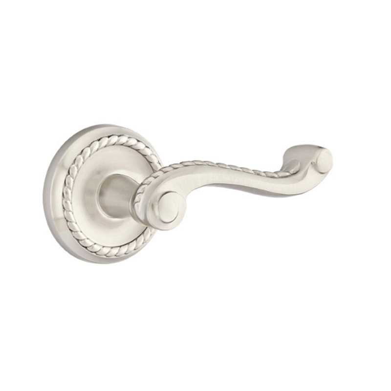 Rope Wave/Drop Passage (Hall & Closet) Door Lever with Round Rosette, Right, Satin Nickel