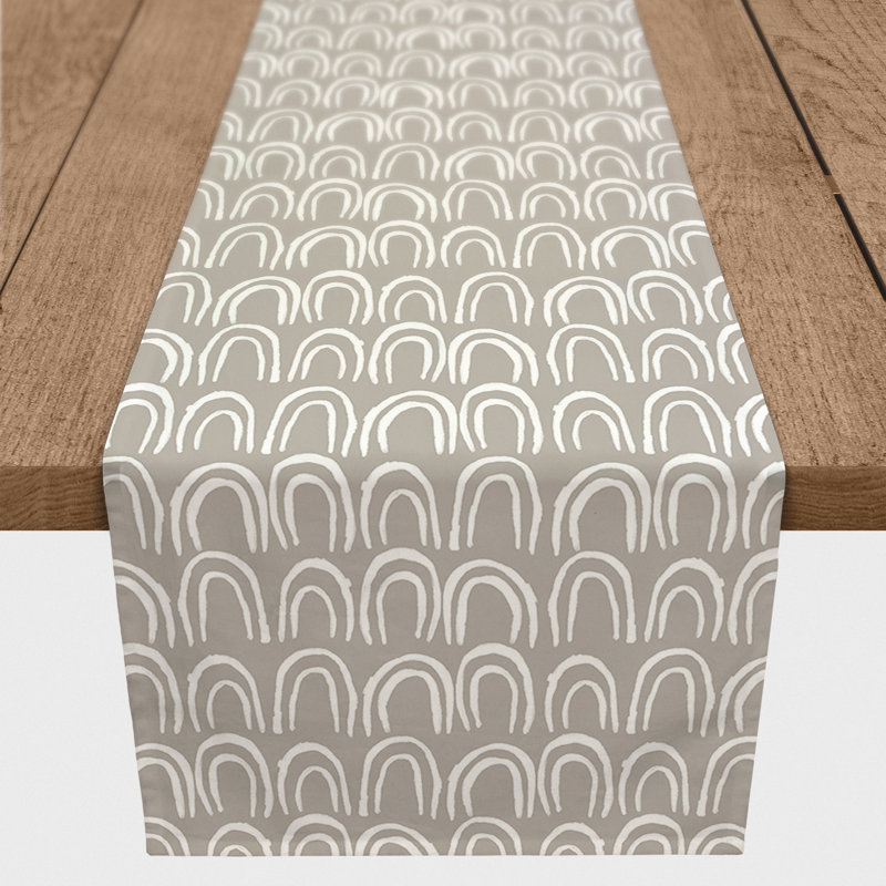 Chemin de table Maribeth, 72 po x 16 po, Kaki, Géométrique 2