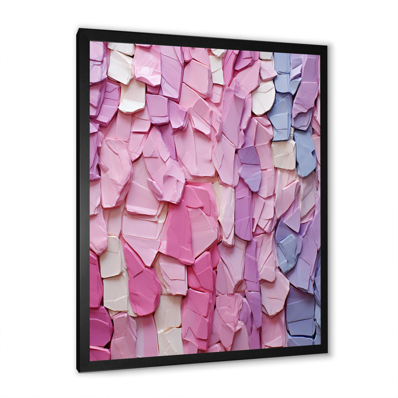 Pink And Purple Dynamic Paint - Geometric Wall Art, Black Single Picture Framed, 32" H x 24" W x 1" D