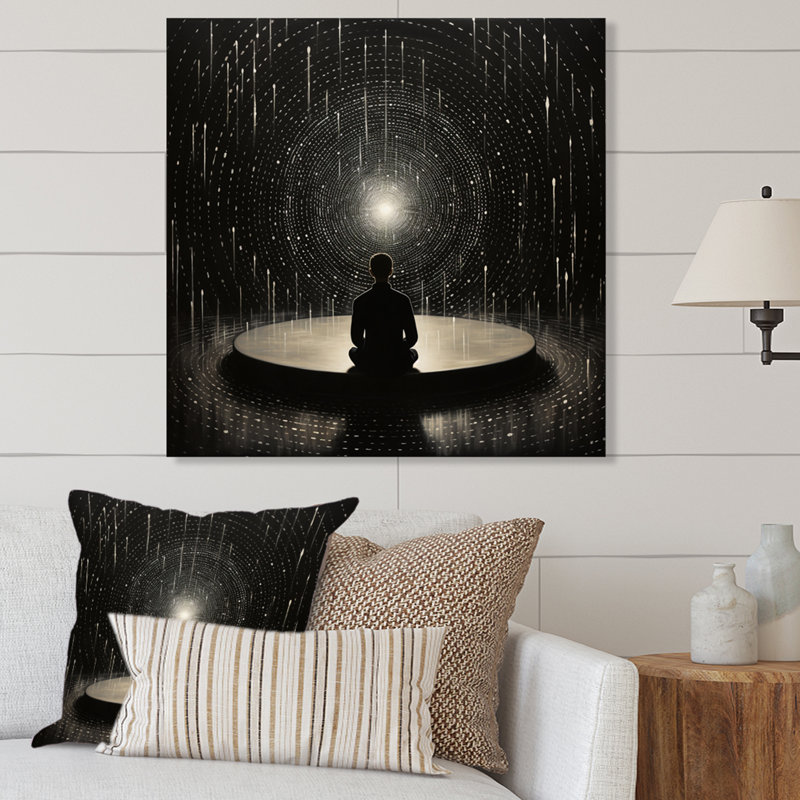 Noir et jaune, méditation, harmonie de l'esprit - décoration murale abstraite en métal, H 16 po x l 16 po x P 1 po