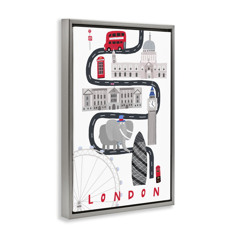 Cadre flottant London City, par Carla Daly, H 31 po x l 21 po, Cadre flottant gris lustré