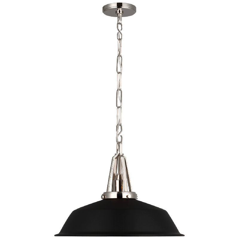 Chapman & Myers Layton Pendant, 87.88" H x 20" W x 20" D, Matte Black, Polished Nickel