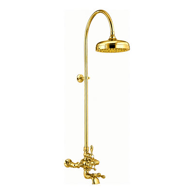 Système de douche thermostatique apparent de 52 pouces, fixé au mur, avec poignées à levier/croix de 1,75 GPM