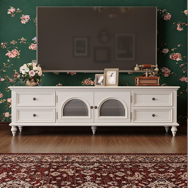 Meuble télé moderne en bois massif, H 22,28 po x L 94,48 po x l 17,71 po