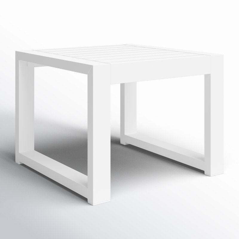 Hoyt 20.48” Outdoor Aluminum End Table, Snow White