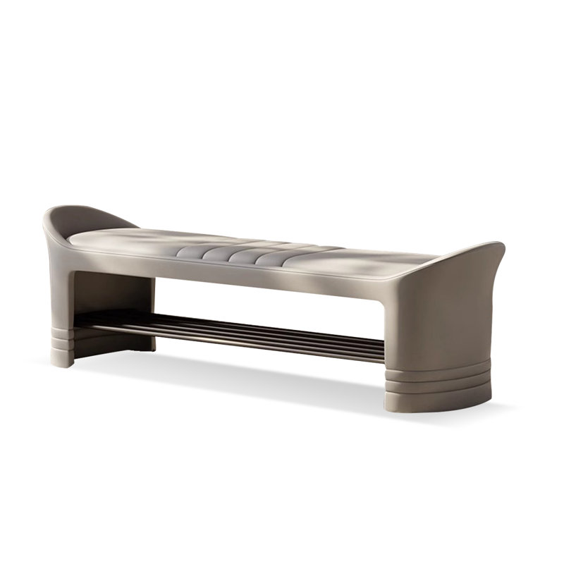 Banc de rangement rembourré pour chaussures, Beige