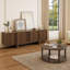 Ensemble de salon moderne 2 pièces, console de télévision cannelée 70 po avec rangement et table basse ronde à 2 niveaux-1768170953