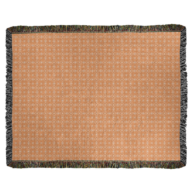 Couverture en coton tissé Katelyn Elizabeth, l 50 po x L 60 po, Orange / blanc
