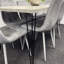 Grey Dining Table with Hairpin Legs & 6 Velvet Chairs (75cm)-1290641513-1290641515