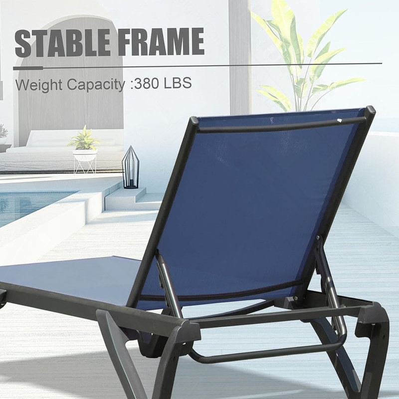 Outdoor Lounge Chair Set With Side Table, Adjustable Backrest, Wheels, Ideal For Beach, Poolside And Lawn Relaxation