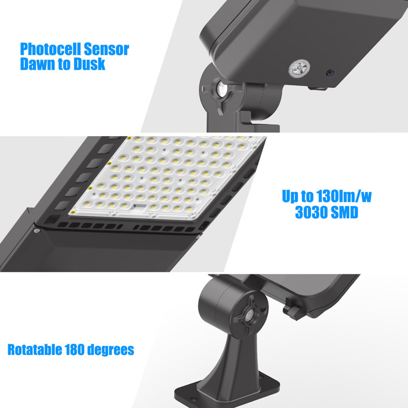 300W LED Parking Lot Light with Dusk to Dawn Photocell, Adjustable Arm Mount, 39000LM 5000K Shoebox Light LED Area Lamp,100-277V IP65 Street Fixture Wall Mount for Yard, 1PACK, ETL Listed