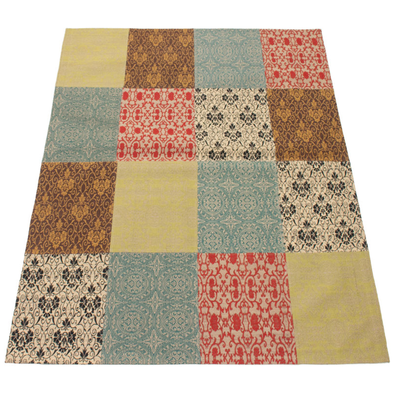 Tapis gris/bleu ardoise touffeté à la main collage Theron