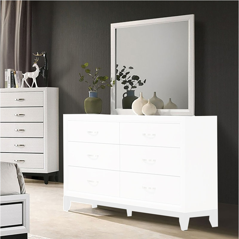 Miroir de commode Yashin, Blanc