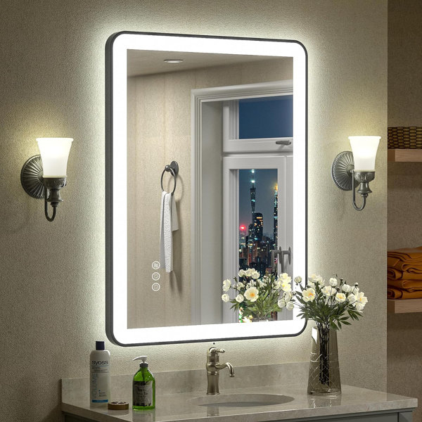 Aevar Matte Black Framed Front & Back Led Lighted Anti-fog Tempered Glass  Bathroom/vanity Mirror